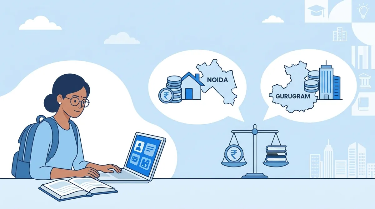 Breakdown of home tuition costs in Noida and Gurugram with hourly rates by class and subject