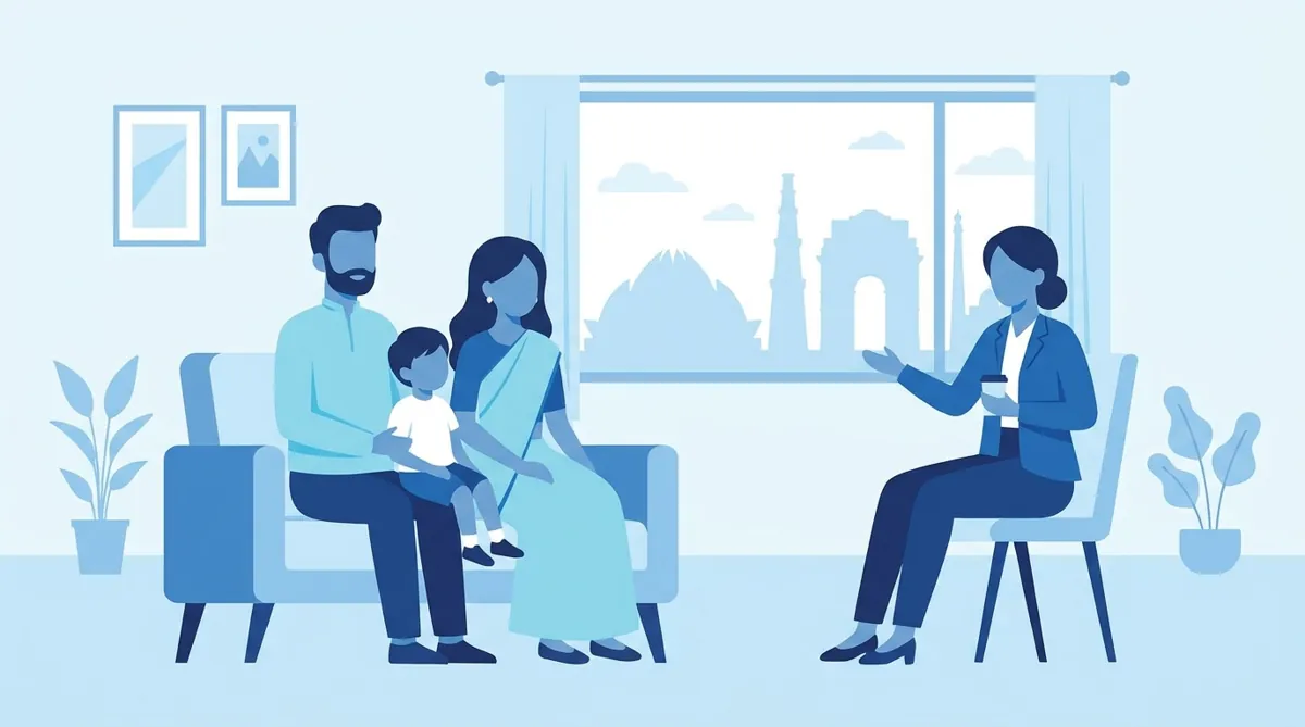 Parent and child meeting with a home tutor in Delhi NCR to discuss tuition options
